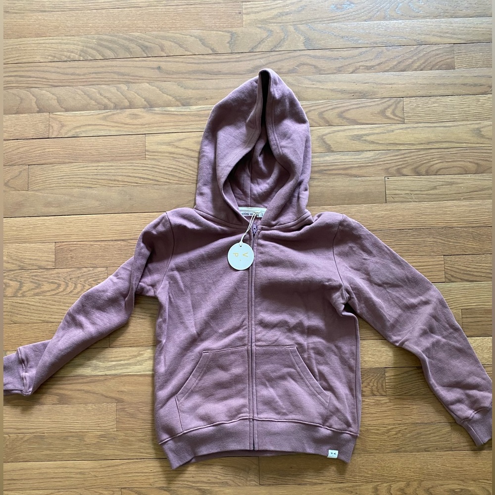 Kids zip up hoodie, Petite Vilains. NWT. Dark mauve/light plum. Price firm